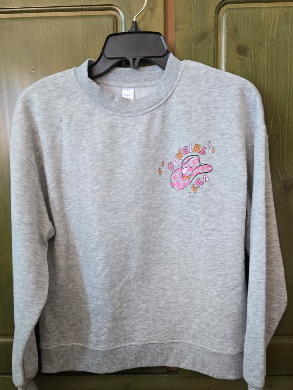 Western Graphic Sweatshirt Unbranded Cowgirl Era Cowgirl Hat Gray Pink Small top